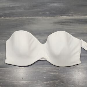 Dominique Oceane Strapless Bra 38D‎  Hidden Underwire White 3541 Missing Straps